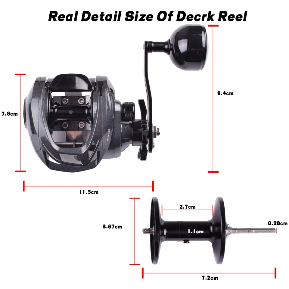 Mavllos Decrk Saltwater Baitcaster Reel,33LBS Drag Power, Gear Ratio 6.4:1Freshwater Bass Baitcasting Reel