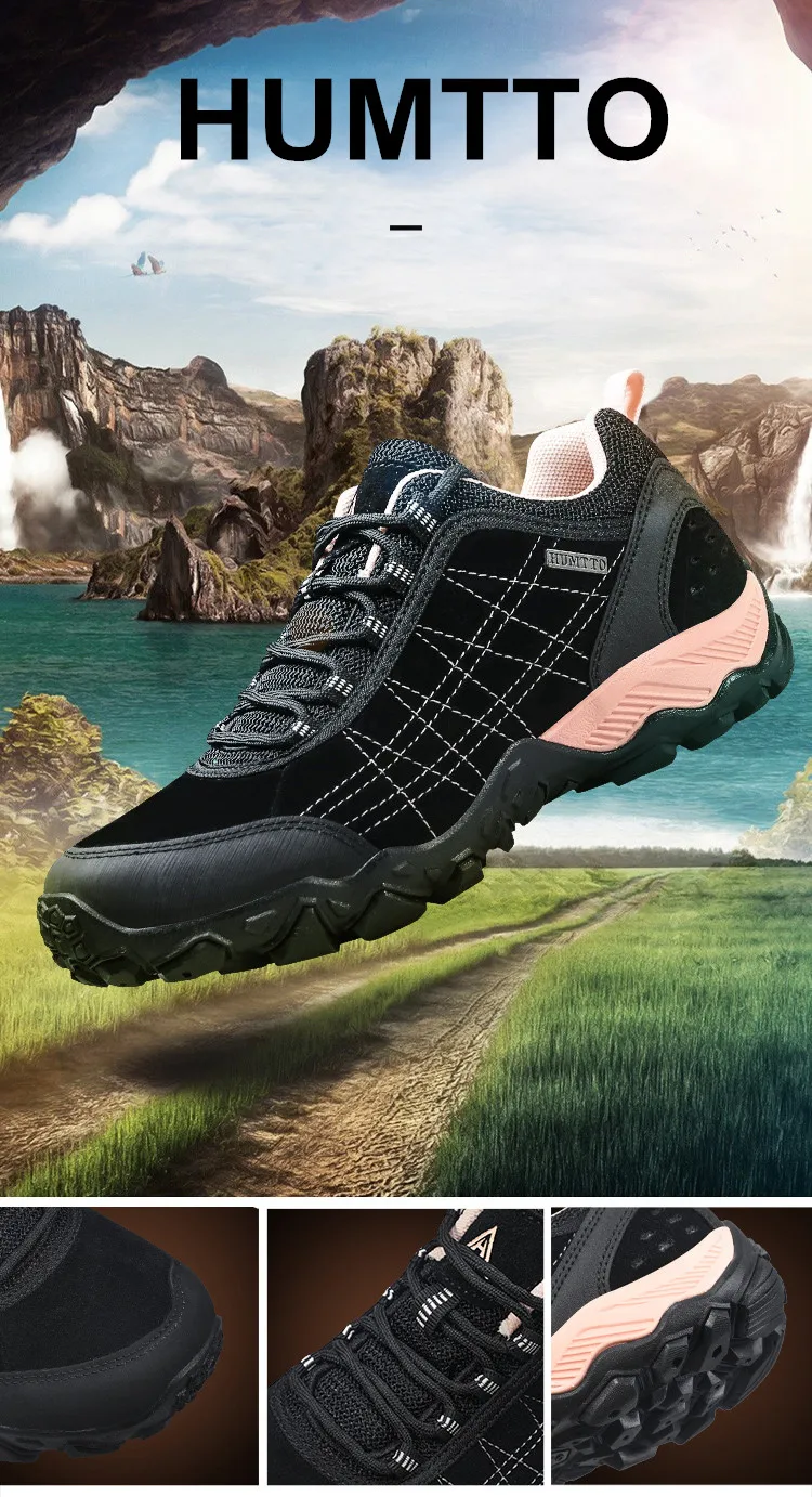 HUMTTO Shoes for Women Winter Waterproof Hiking Shoes Luxury Designer Climbing Trekking Boots Womens 2022 Leather Woman Sneakers