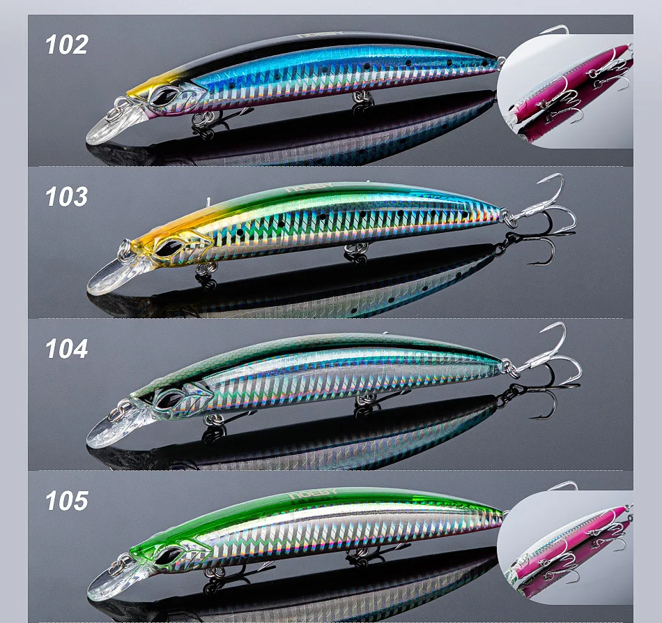 Noeby 5Pcs Fishing Lures 130mm 23g Floating Minnow Set Ultra Long Casting Jertbait Artificial Hard Bait for Sea Fishing Lure