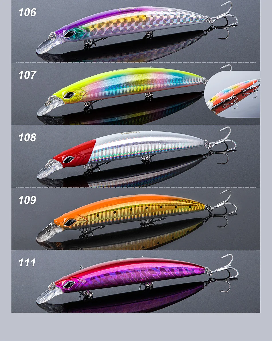Noeby 5Pcs Fishing Lures 130mm 23g Floating Minnow Set Ultra Long Casting Jertbait Artificial Hard Bait for Sea Fishing Lure