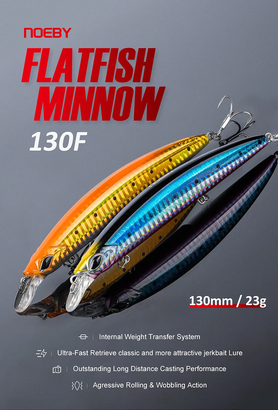 Noeby 5Pcs Fishing Lures 130mm 23g Floating Minnow Set Ultra Long Casting Jertbait Artificial Hard Bait for Sea Fishing Lure