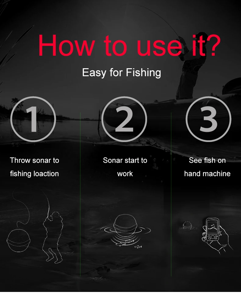 English/Russian 100-200meters Wireless Fish Finder Dot Matrix Sonar Sensor Transducer Depth Echo Sounder  Recharged Battery