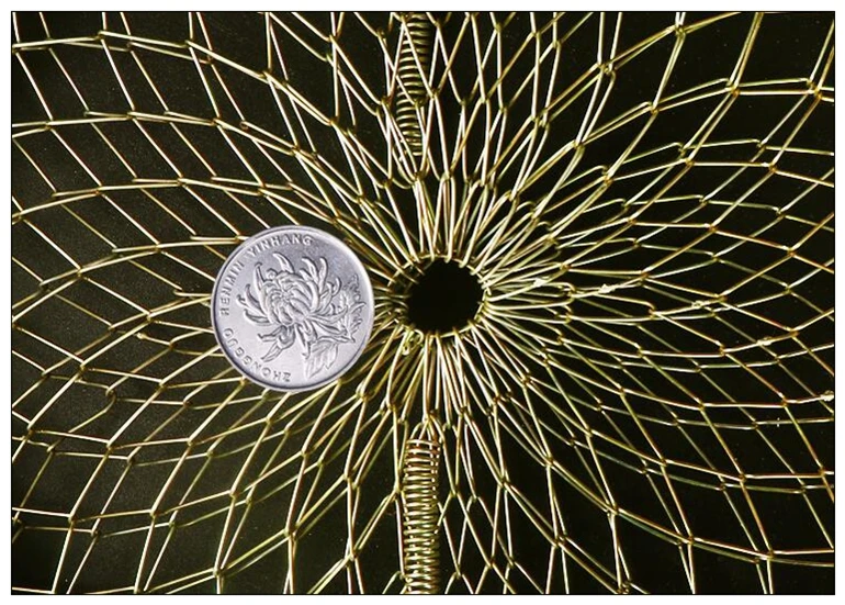 Finefish Size 1.5m Portable Fish Care Keep Mesh Wire Foldable Fishing Cage Drum-shaped Steel Wire Creel Catch Fishing Net