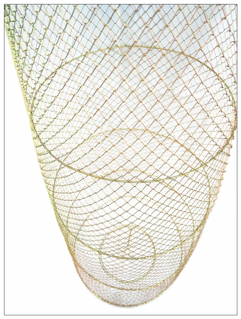 Finefish Size 1.5m Portable Fish Care Keep Mesh Wire Foldable Fishing Cage Drum-shaped Steel Wire Creel Catch Fishing Net