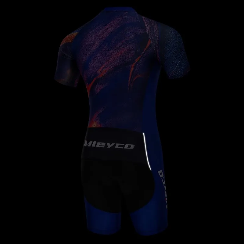 Men's Triathlon Skinsuit Short Sleeve Quick Dry Breathable One Piece Cycling Suit MTB Bike Run Racing Sportswear
