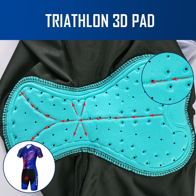 Men's Triathlon Skinsuit Short Sleeve Quick Dry Breathable One Piece Cycling Suit MTB Bike Run Racing Sportswear