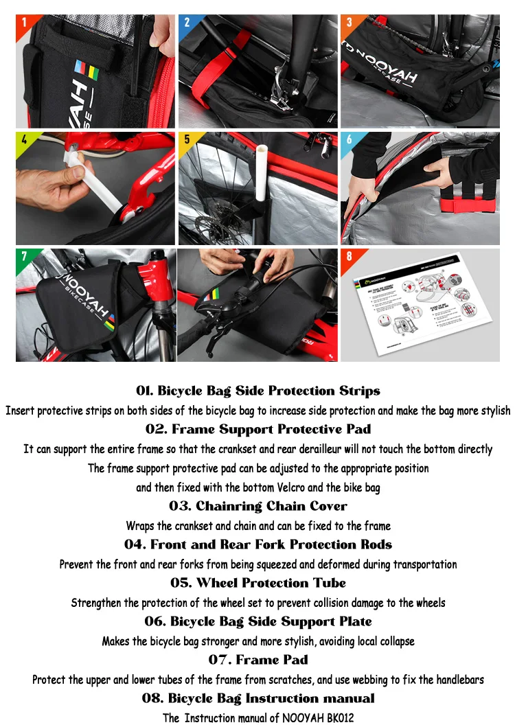 NOOYAH Bike Bag Bicycle Transport Bag MTB & Road Bike Travel Case Suitcase for Transporting Bicycle Accessories with Wheels Bags