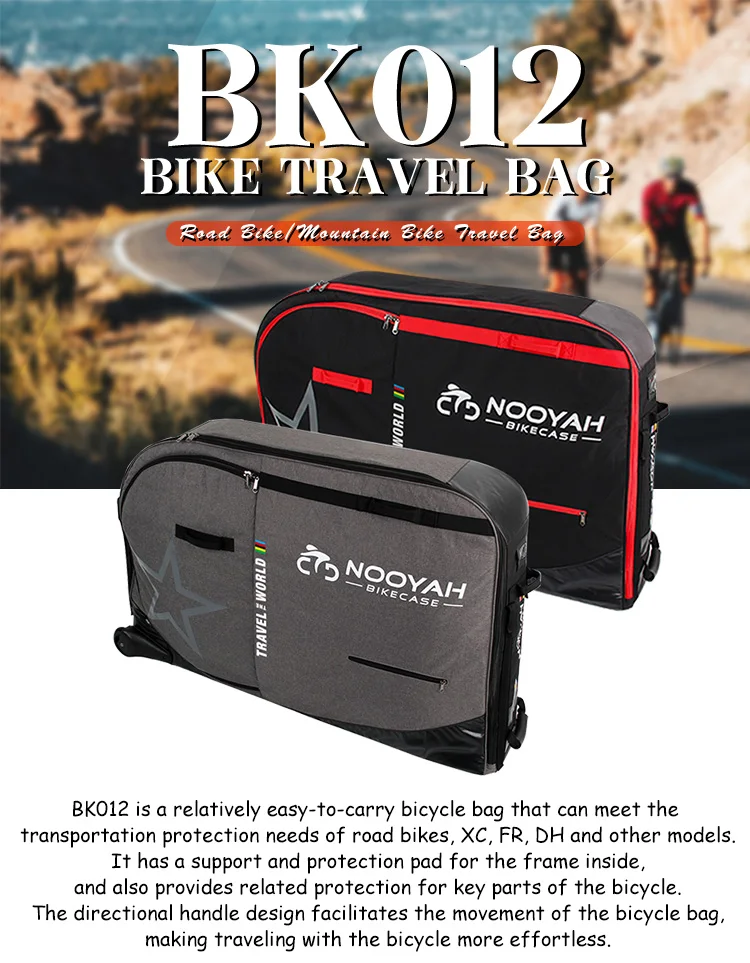 NOOYAH Bike Bag Bicycle Transport Bag MTB & Road Bike Travel Case Suitcase for Transporting Bicycle Accessories with Wheels Bags
