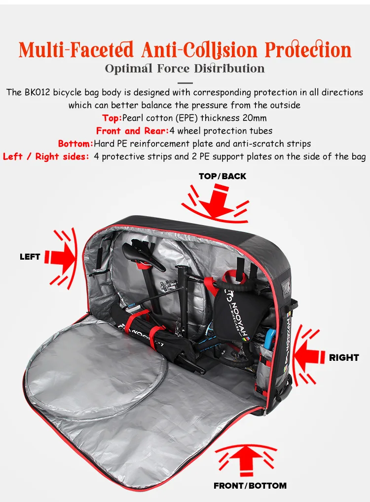 NOOYAH Bike Bag Bicycle Transport Bag MTB & Road Bike Travel Case Suitcase for Transporting Bicycle Accessories with Wheels Bags