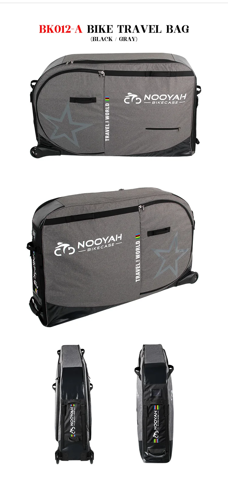 NOOYAH Bike Bag Bicycle Transport Bag MTB & Road Bike Travel Case Suitcase for Transporting Bicycle Accessories with Wheels Bags
