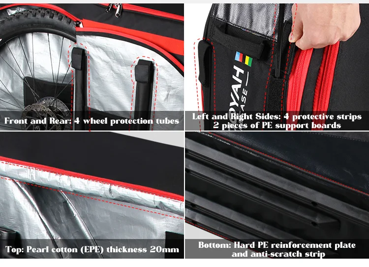NOOYAH Bike Bag Bicycle Transport Bag MTB & Road Bike Travel Case Suitcase for Transporting Bicycle Accessories with Wheels Bags