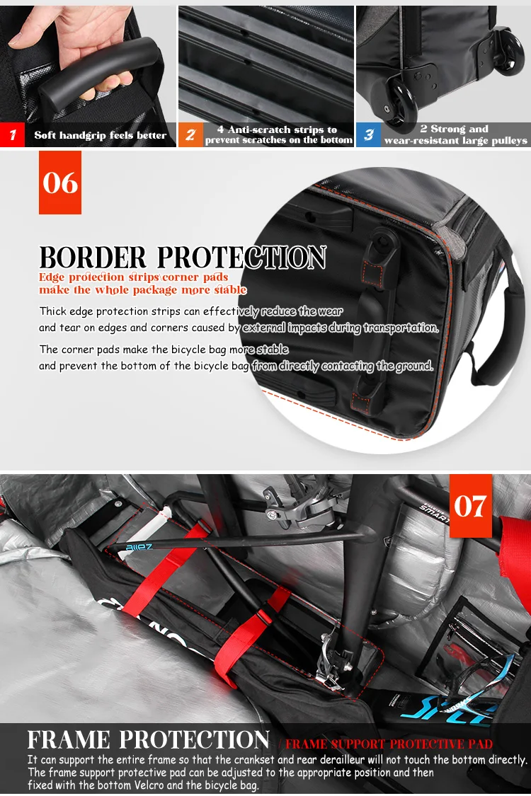 NOOYAH Bike Bag Bicycle Transport Bag MTB & Road Bike Travel Case Suitcase for Transporting Bicycle Accessories with Wheels Bags
