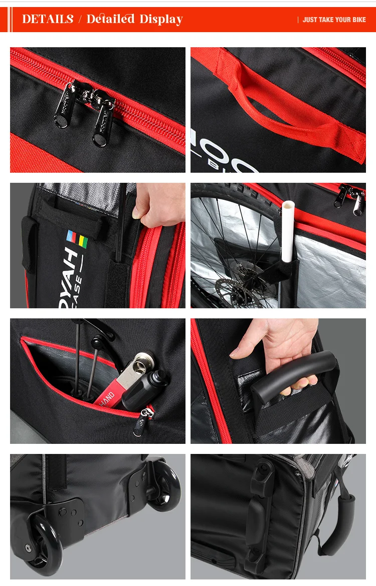 NOOYAH Bike Bag Bicycle Transport Bag MTB & Road Bike Travel Case Suitcase for Transporting Bicycle Accessories with Wheels Bags