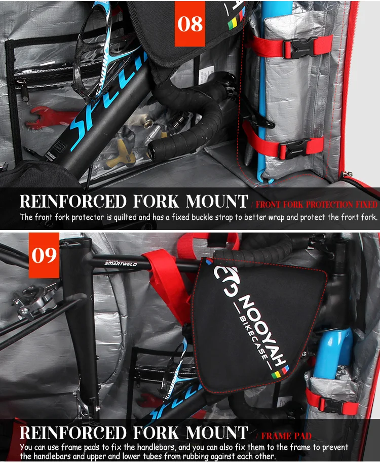 NOOYAH Bike Bag Bicycle Transport Bag MTB & Road Bike Travel Case Suitcase for Transporting Bicycle Accessories with Wheels Bags