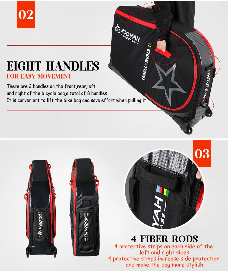 NOOYAH Bike Bag Bicycle Transport Bag MTB & Road Bike Travel Case Suitcase for Transporting Bicycle Accessories with Wheels Bags