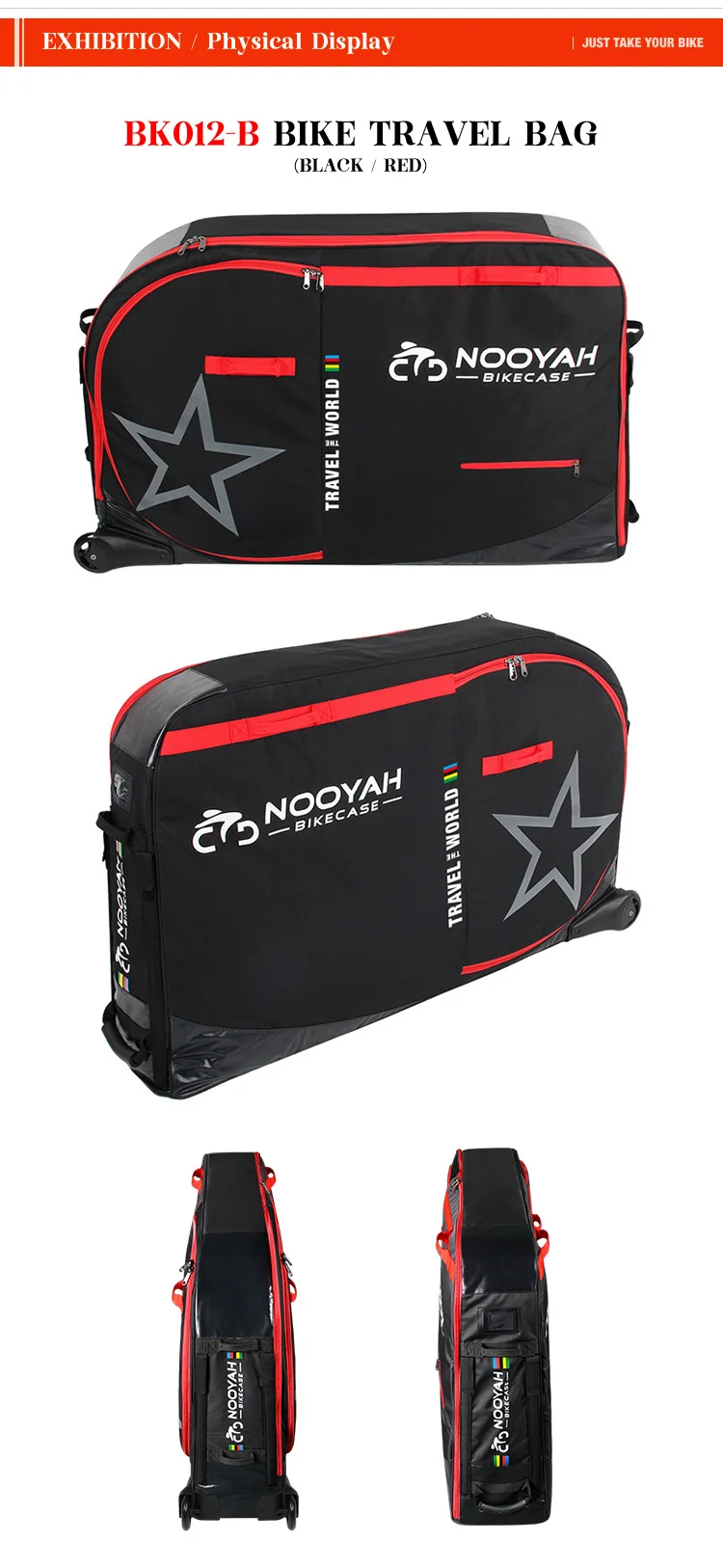 NOOYAH Bike Bag Bicycle Transport Bag MTB & Road Bike Travel Case Suitcase for Transporting Bicycle Accessories with Wheels Bags