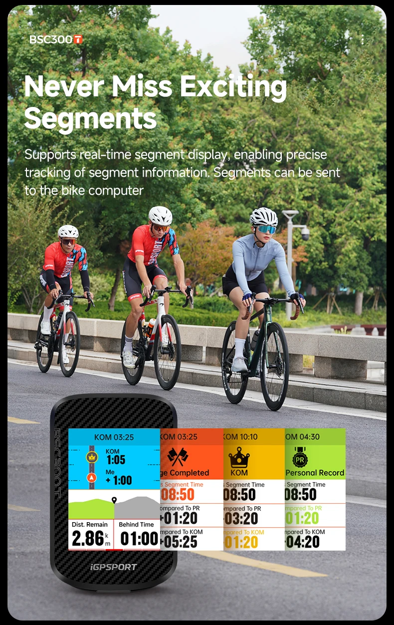 IGPSPORT BSC300T Touch-screen Bike Computer Wireless Speedometer GPS Colorful Map Navigation ANT+ Cadence Sensor IPX7 Odometer