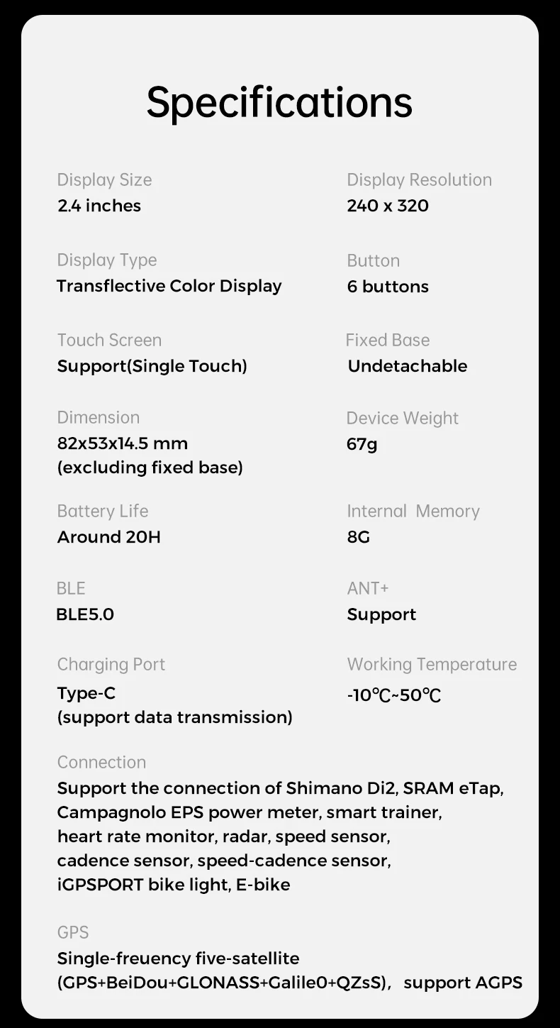 IGPSPORT BSC300T Touch-screen Bike Computer Wireless Speedometer GPS Colorful Map Navigation ANT+ Cadence Sensor IPX7 Odometer
