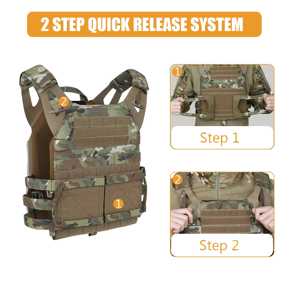 KRYDEX 500D Tactical JPC 2 Vest Jumper Plate Carrier MOLLE Front Flap Panel Backpack Combat Hunting Ranger Green Vest