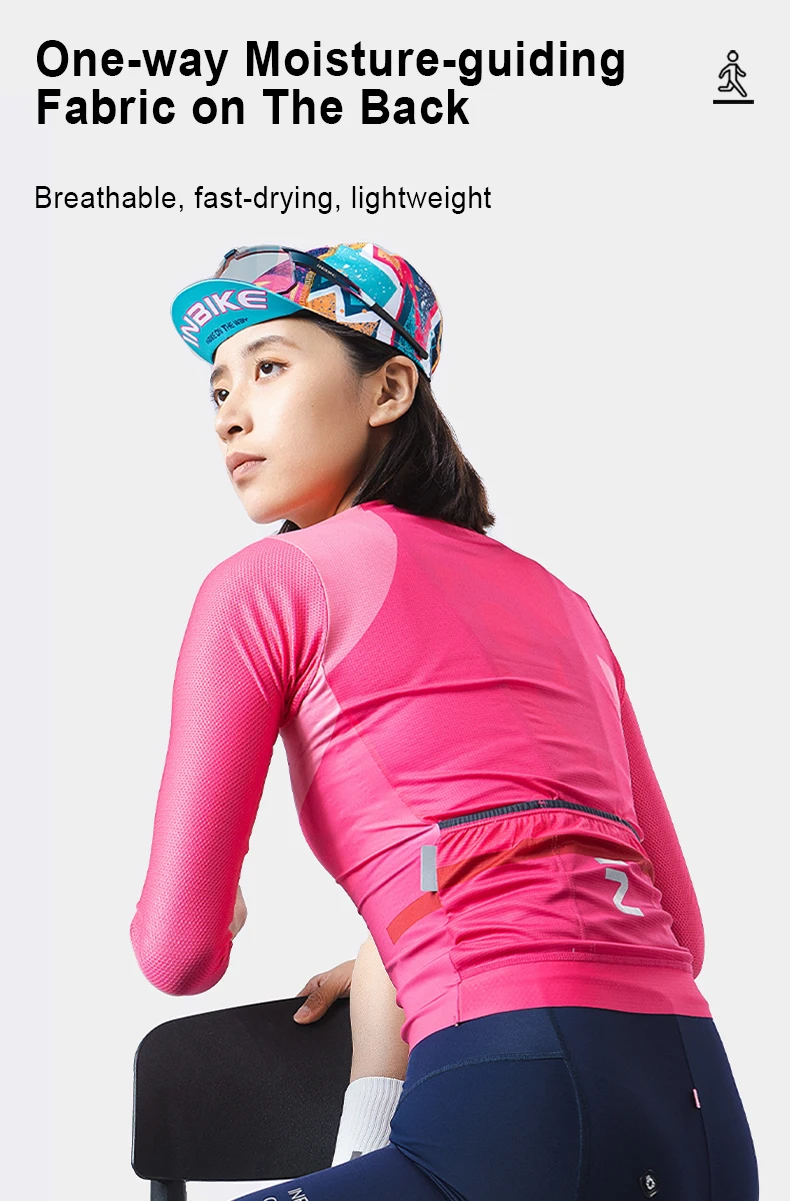 INBIKE Women's Cycling Bike Jersey Long Sleeve for Riding Mountain Road Shirts for Women Reflective Biking Clothing with Pockets