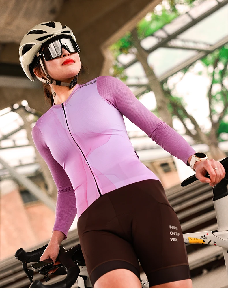 INBIKE Women's Cycling Bike Jersey Long Sleeve for Riding Mountain Road Shirts for Women Reflective Biking Clothing with Pockets
