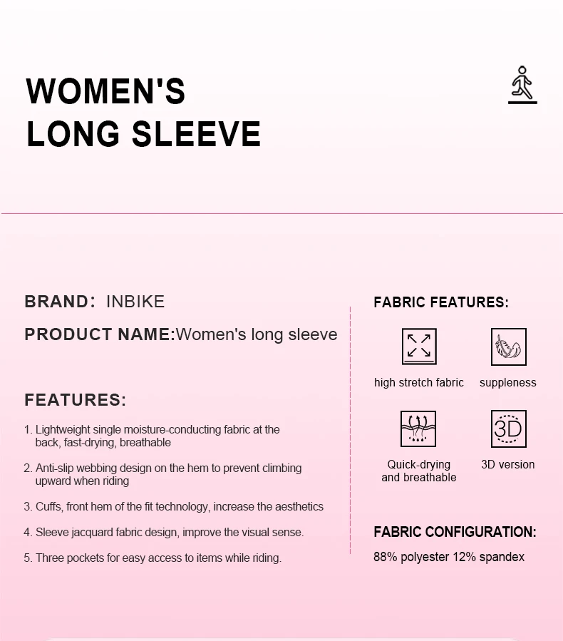 INBIKE Women's Cycling Bike Jersey Long Sleeve for Riding Mountain Road Shirts for Women Reflective Biking Clothing with Pockets