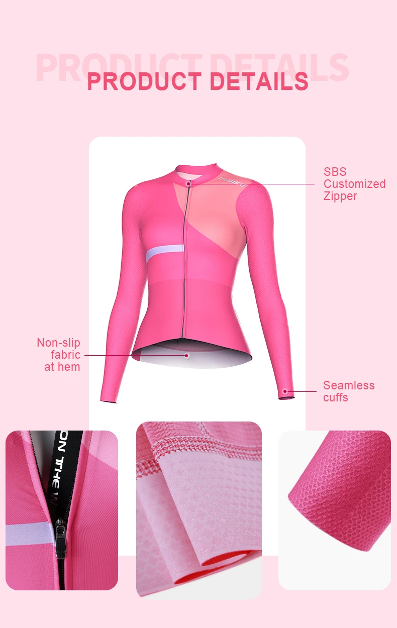 INBIKE Women's Cycling Bike Jersey Long Sleeve for Riding Mountain Road Shirts for Women Reflective Biking Clothing with Pockets