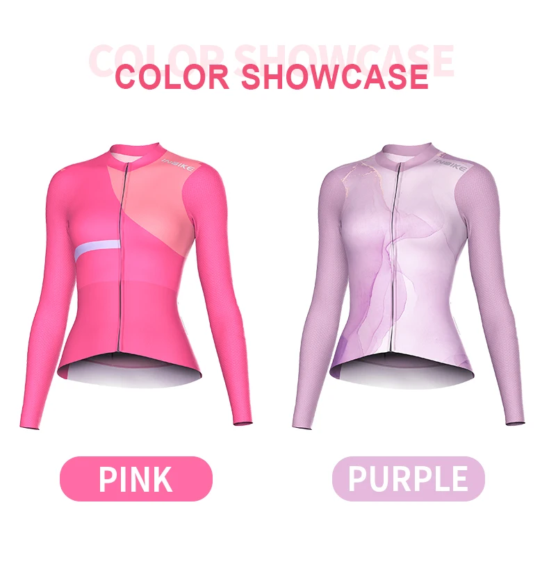 INBIKE Women's Cycling Bike Jersey Long Sleeve for Riding Mountain Road Shirts for Women Reflective Biking Clothing with Pockets