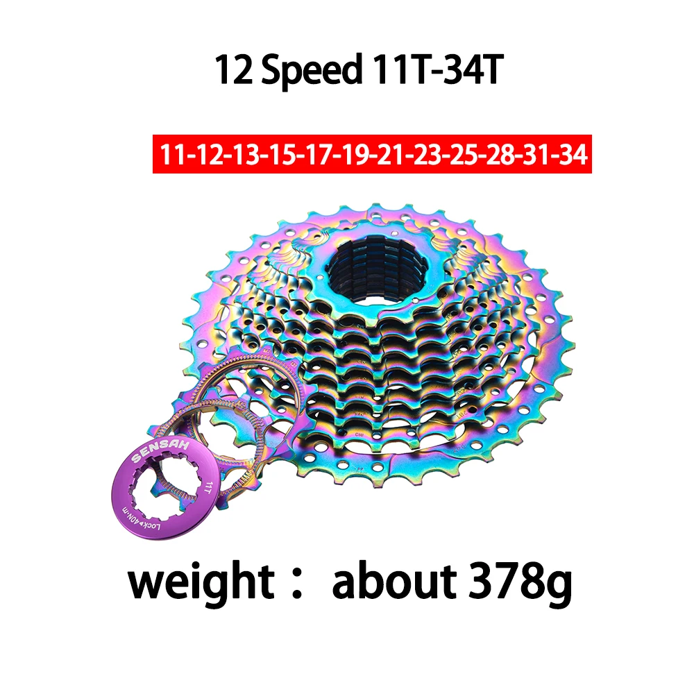 SENSAH Road Bike Colour Cassette 11 12 Speed 11-28T/32T/34T Bicycle Flywheel K7 Sprocket for HG Hub