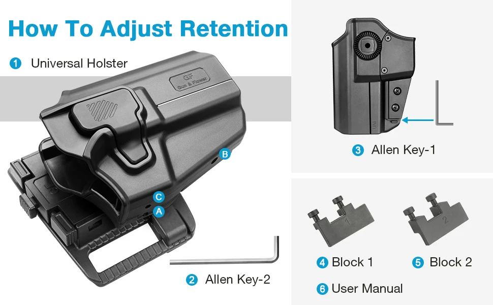 Universal OWB Holster Fit Beretta/Taurus/EAA/IWI/HK/Ruger/Springfield/CZ.Outside Waistband Carry Holster Index Finger