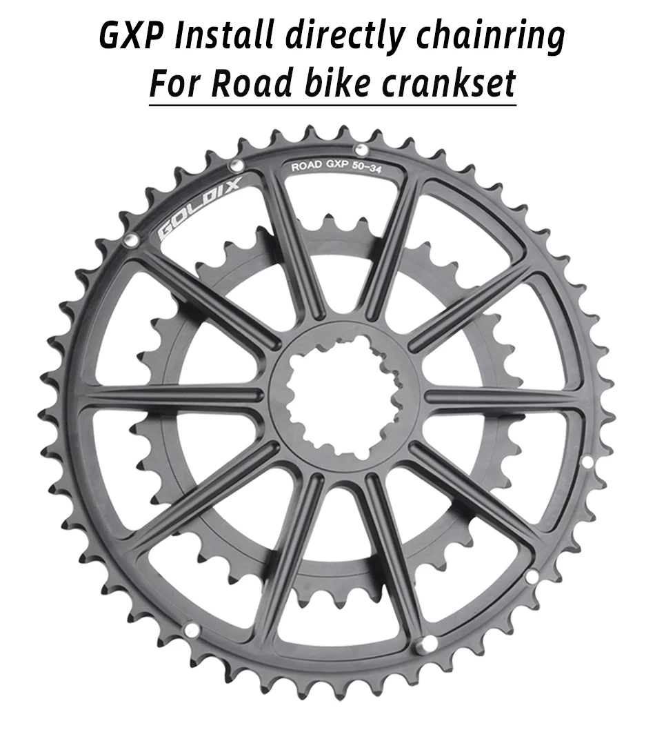 GOLDIX Ultralight Road Bike Crankset 50-34T/52-36T/53-39T Double Chainring 165/170/172.5/175mm Length Hollow Bicycle Crank