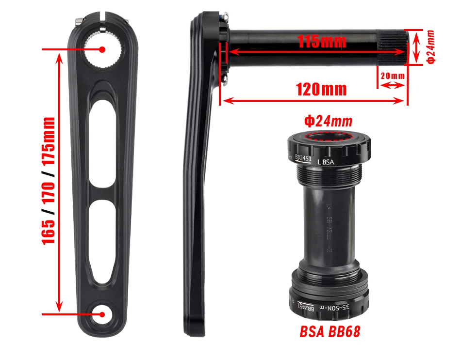GOLDIX Ultralight Road Bike Crankset 50-34T/52-36T/53-39T Double Chainring 165/170/172.5/175mm Length Hollow Bicycle Crank