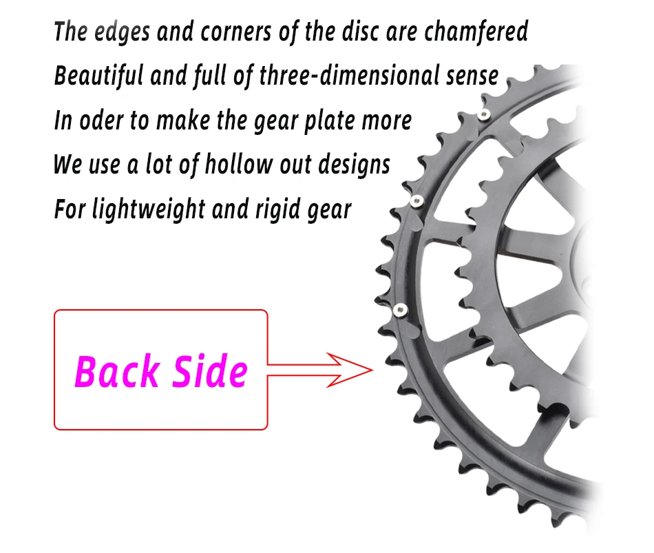 GOLDIX Ultralight Road Bike Crankset 50-34T/52-36T/53-39T Double Chainring 165/170/172.5/175mm Length Hollow Bicycle Crank