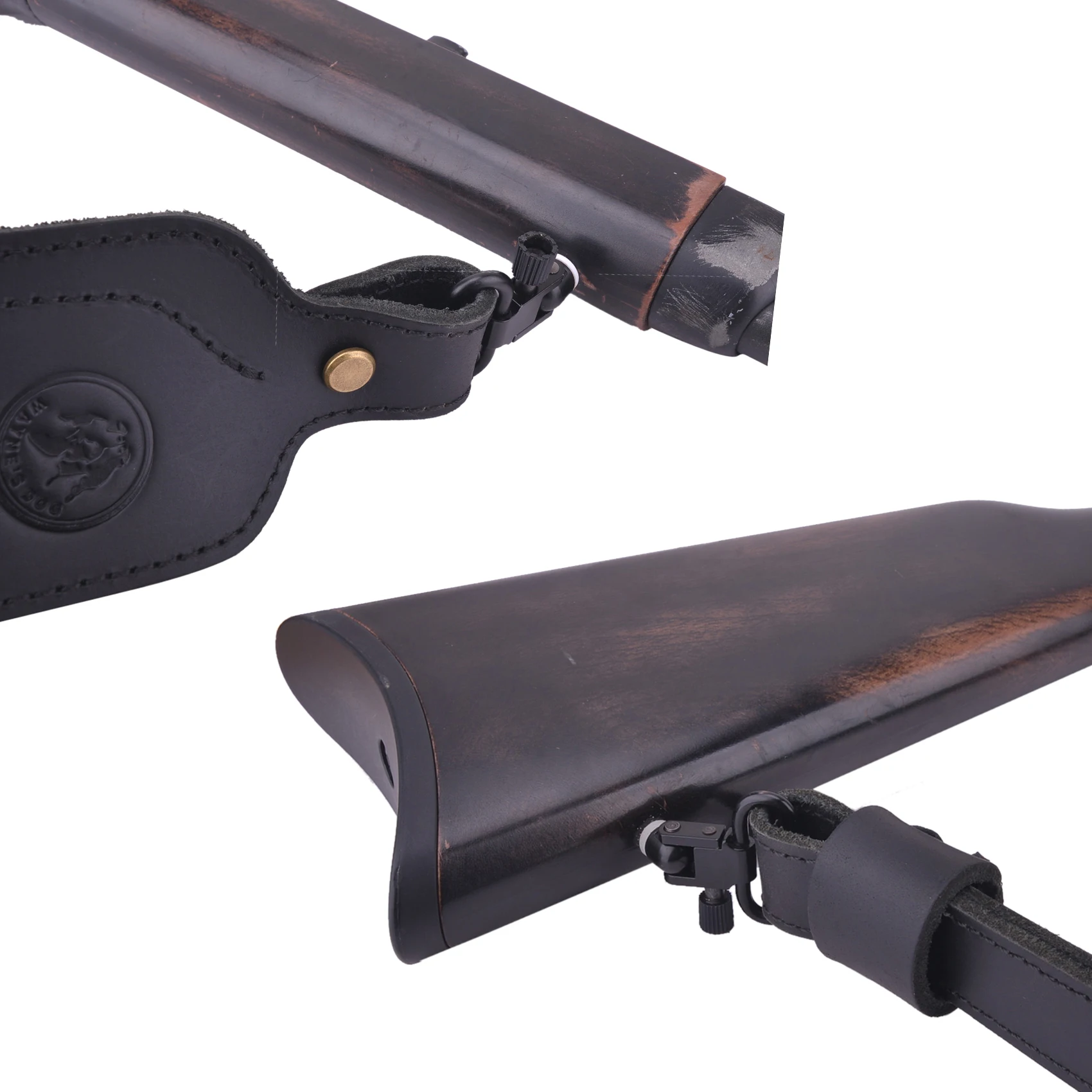 Vintage Leather Rifle Sling Adjustable Hunting Gun Shoulder Straps