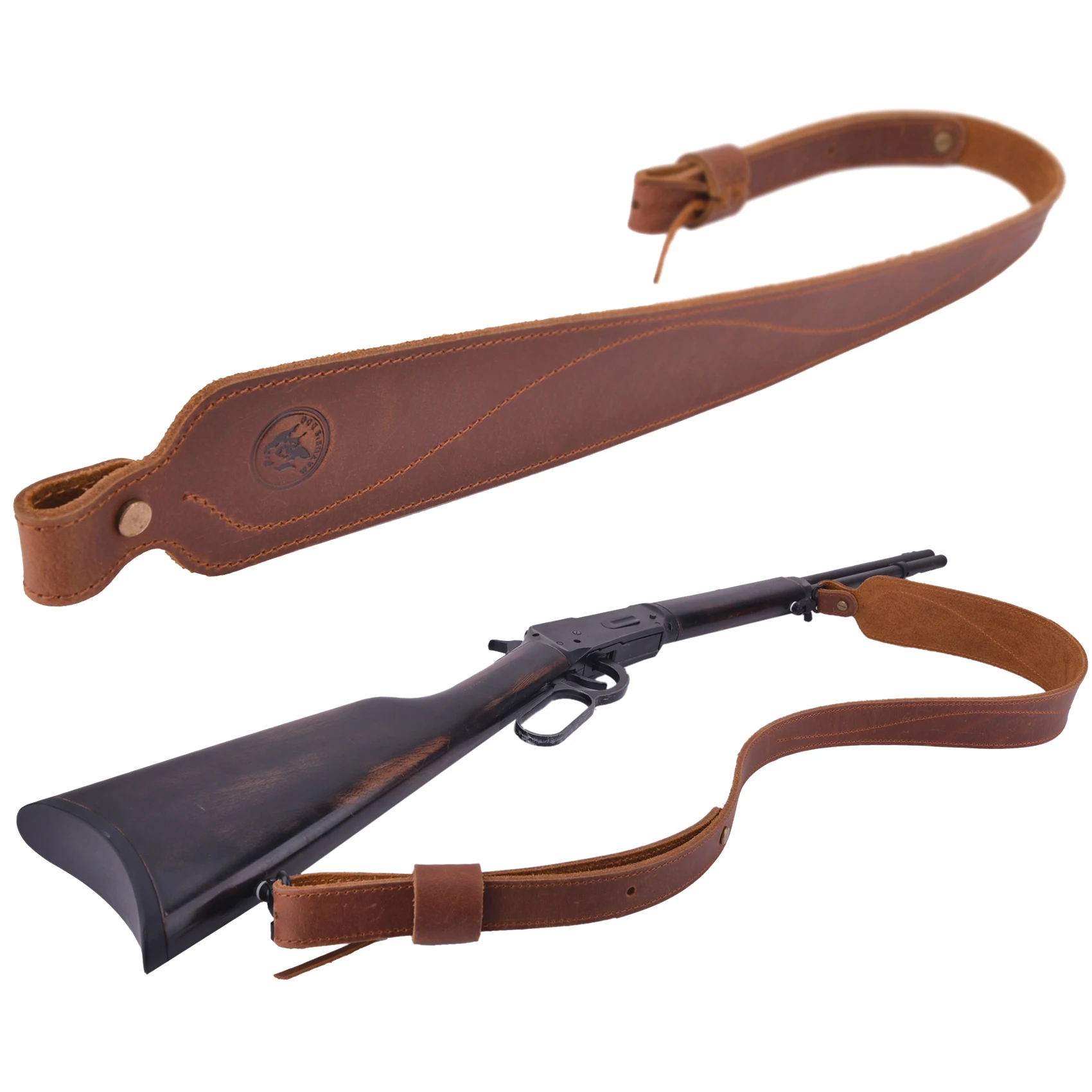 Vintage Leather Rifle Sling Adjustable Hunting Gun Shoulder Straps