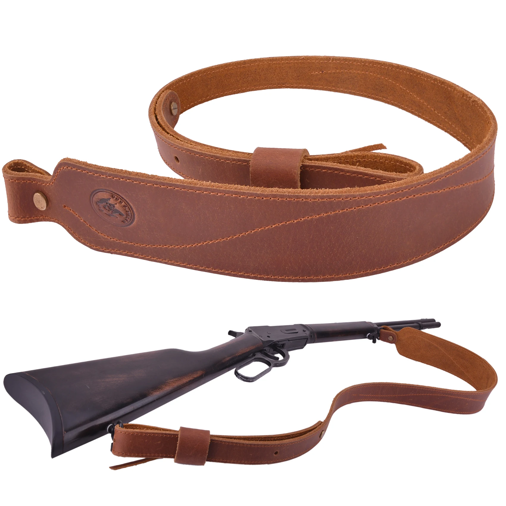 Vintage Leather Rifle Sling Adjustable Hunting Gun Shoulder Straps
