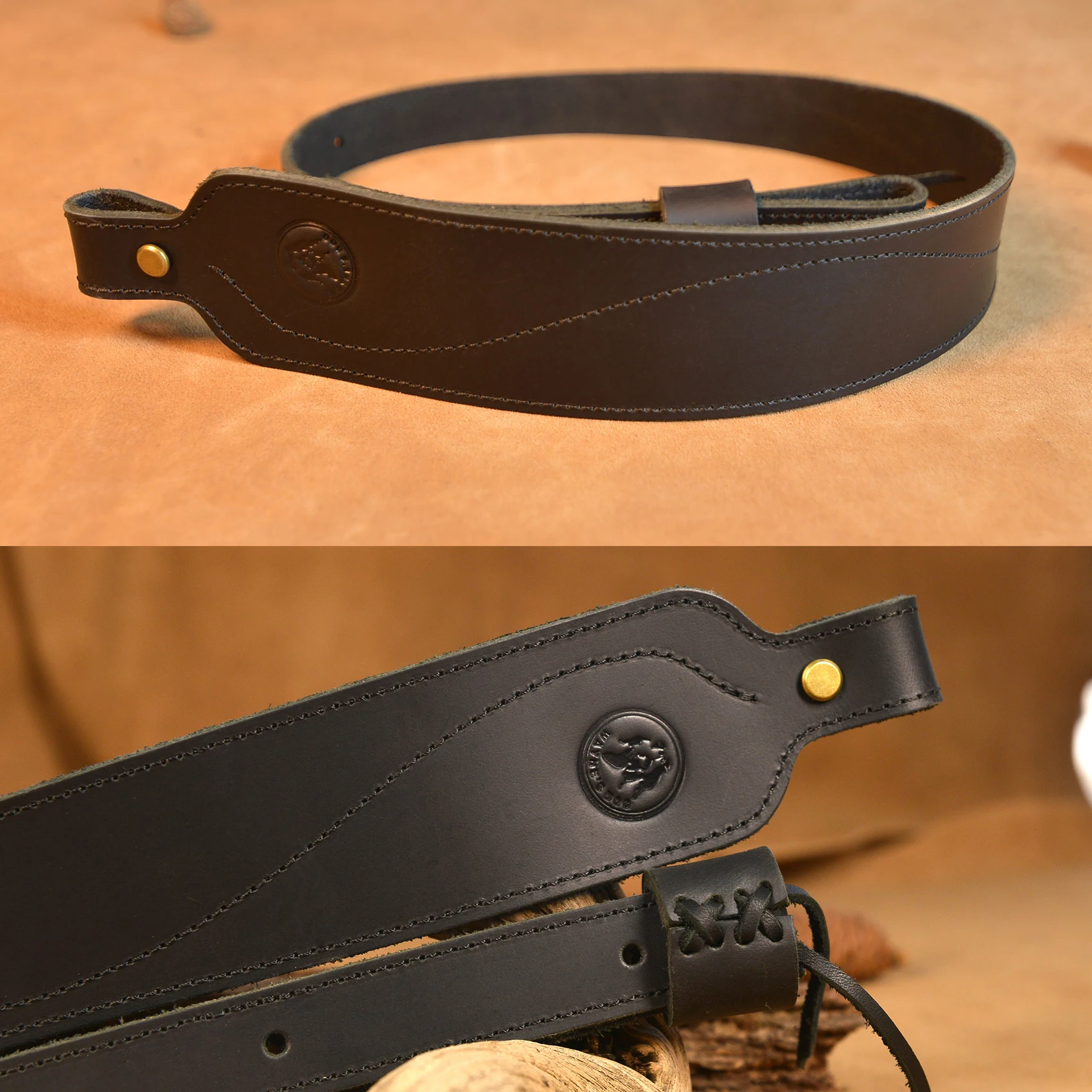 Vintage Leather Rifle Sling Adjustable Hunting Gun Shoulder Straps