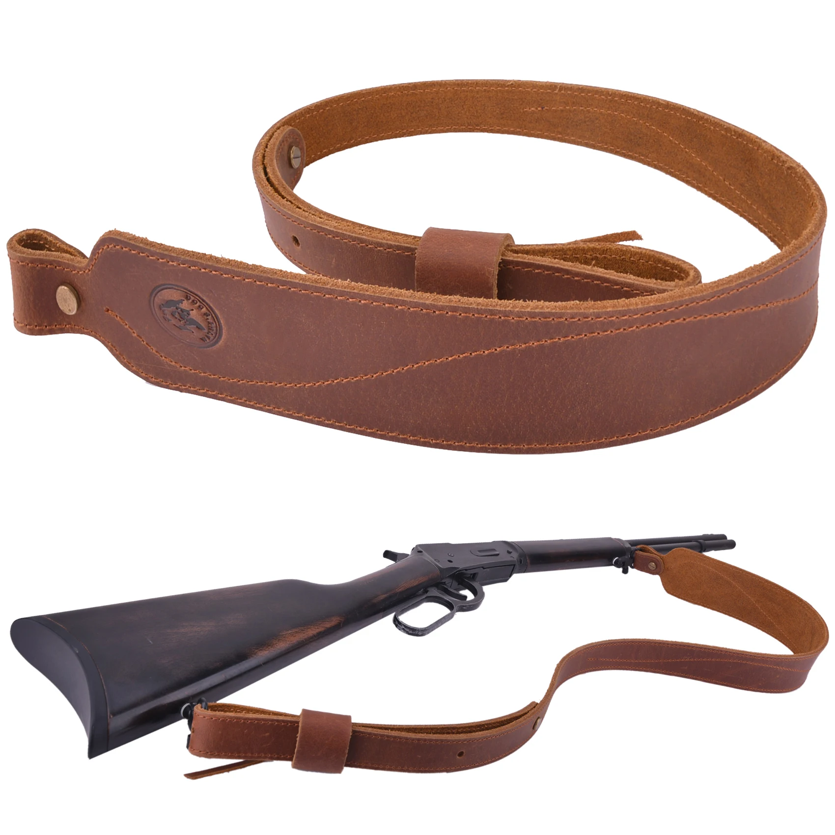 Vintage Leather Rifle Sling Adjustable Hunting Gun Shoulder Straps