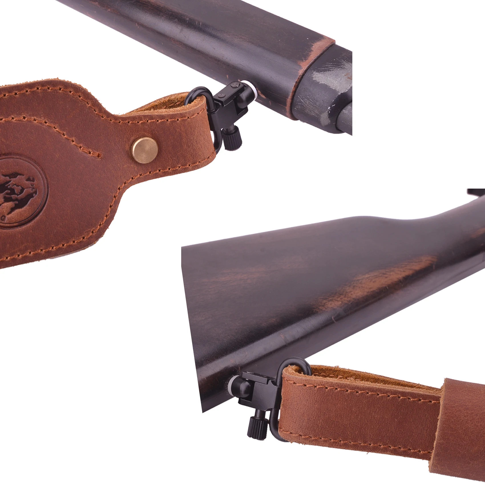Vintage Leather Rifle Sling Adjustable Hunting Gun Shoulder Straps
