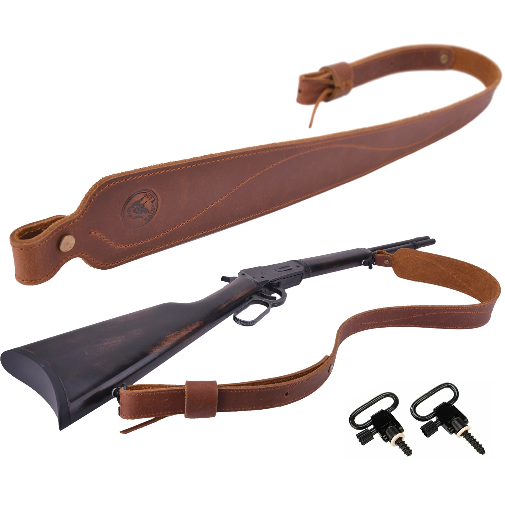 Vintage Leather Rifle Sling Adjustable Hunting Gun Shoulder Straps