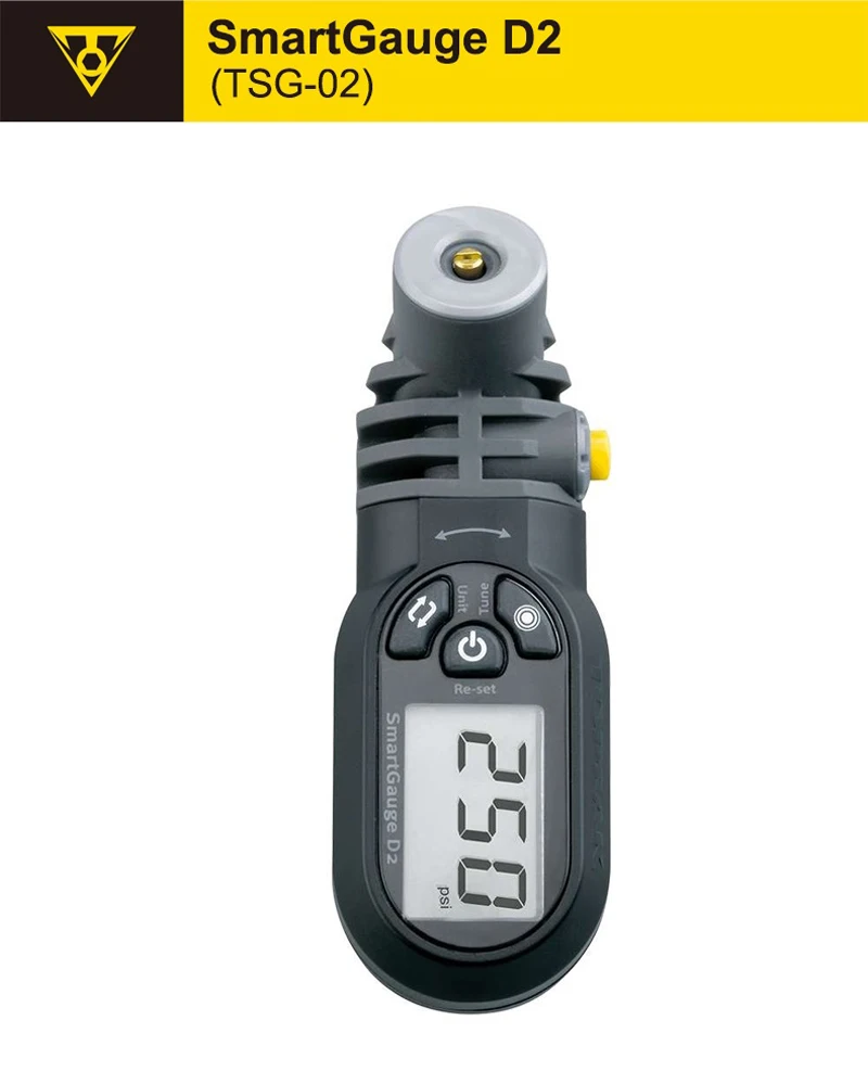 Topeak TSG-02 Bicycle Digital SmartGauge Bike Tire Air Pressure Gauge 250 PSI Electronic LCD Rotating SmartHead