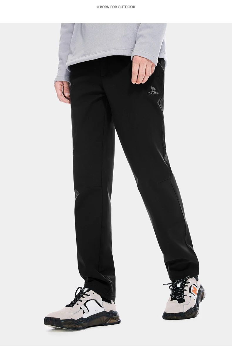 GOLDEN CAMEL Outdoor Pants Men and Women Winter Waterproof Velvet Soft Shell Tactical Pant for Men Sport Hiking Trousers Camping