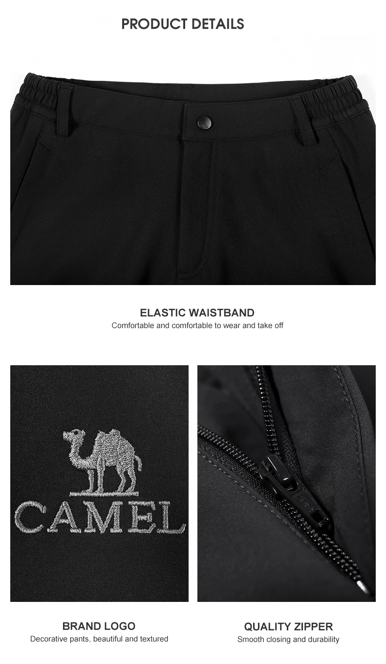 GOLDEN CAMEL Outdoor Pants Men and Women Winter Waterproof Velvet Soft Shell Tactical Pant for Men Sport Hiking Trousers Camping