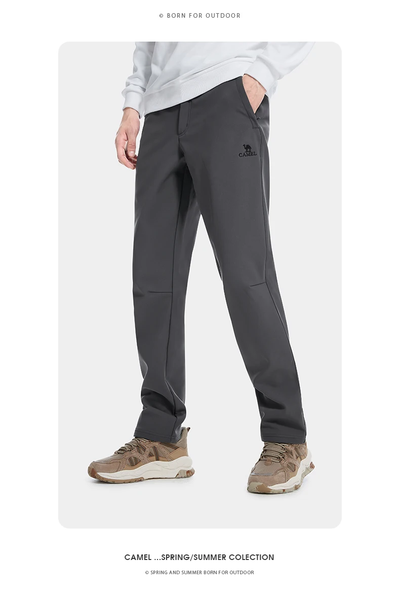 GOLDEN CAMEL Outdoor Pants Men and Women Winter Waterproof Velvet Soft Shell Tactical Pant for Men Sport Hiking Trousers Camping