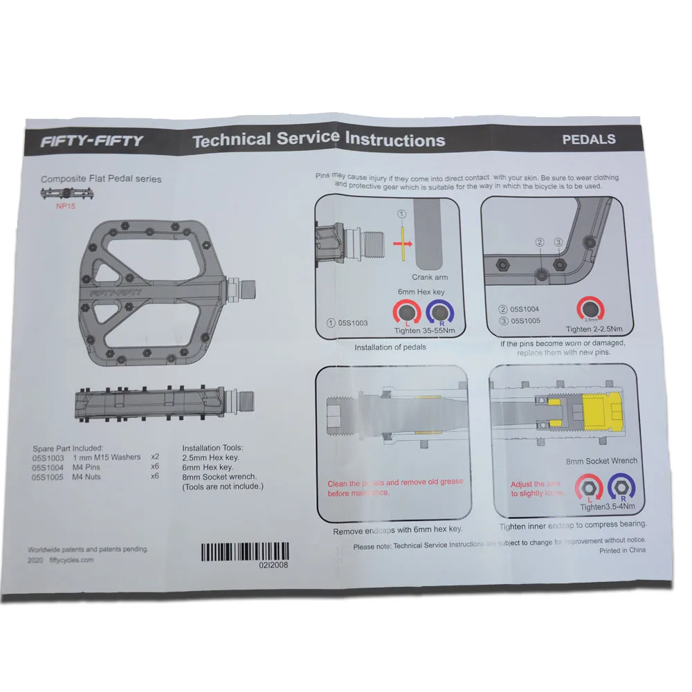 FIFTY-FIFTY Mountain Bike Pedal MTB Bicycle Flat Pedal non-slip nylon ultra light flat pedals
