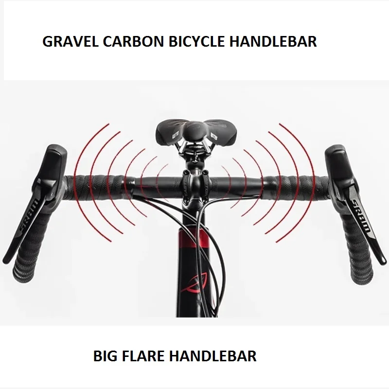 2026 Latest Gravel Carbon Bicycle Handlebar Big Flare Bar Cycle Cross Road Bike Handlebars 400/420/440mm Cycling Handlebar