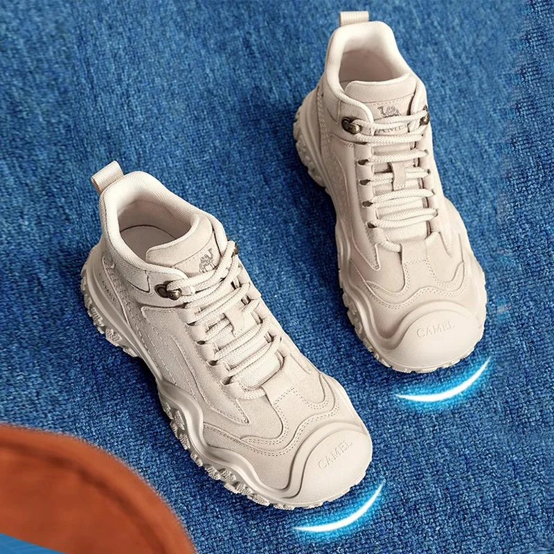 GOLDEN CAMEL Ugly Cute Women's Hiking Shoes Work Boot for Women Thick-soled Non-slip Hiking Boots 2024 Autumn New Ladies Shoes
