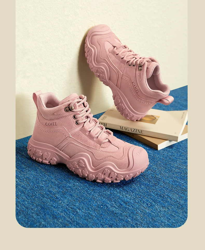 GOLDEN CAMEL Ugly Cute Women's Hiking Shoes Work Boot for Women Thick-soled Non-slip Hiking Boots 2024 Autumn New Ladies Shoes