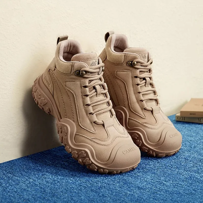 GOLDEN CAMEL Ugly Cute Women's Hiking Shoes Work Boot for Women Thick-soled Non-slip Hiking Boots 2024 Autumn New Ladies Shoes