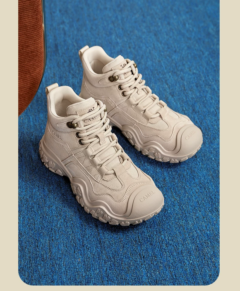 GOLDEN CAMEL Ugly Cute Women's Hiking Shoes Work Boot for Women Thick-soled Non-slip Hiking Boots 2024 Autumn New Ladies Shoes